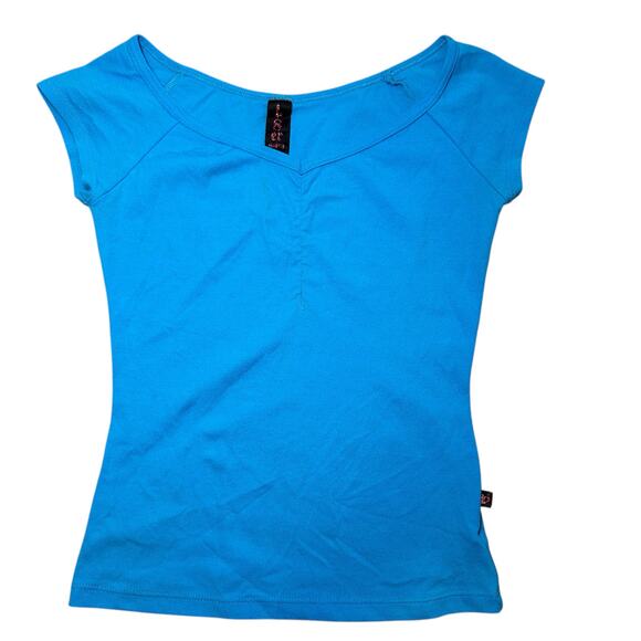 L8er Tops - Y2K L8er Clothing Baby Tee Women Size M Blue Crop T-Shirt Casual Stretch Vintage